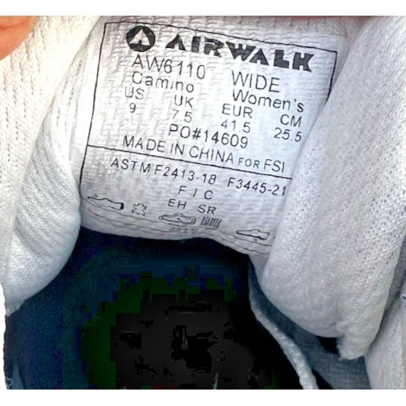 Airwalk Men's 7.5 Women's 9 Grey Suede Camino Composite Toe Work Shoes Lace Up - Picture 10 of 11